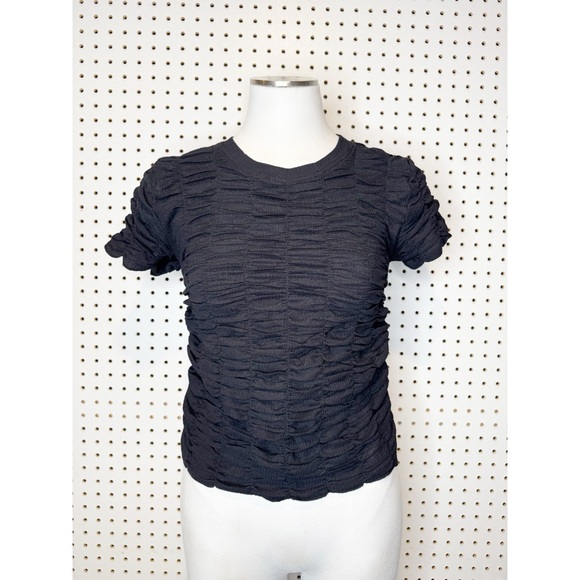 By Anthropologie | Ruched Baby Tee in Black Sz. S - Picture 3 of 10